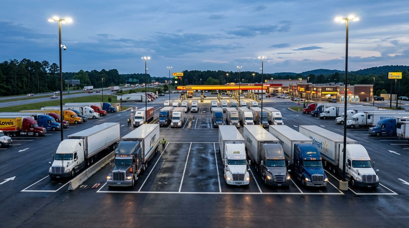 Safe well-lit truck parking lot along I-75 Georgia